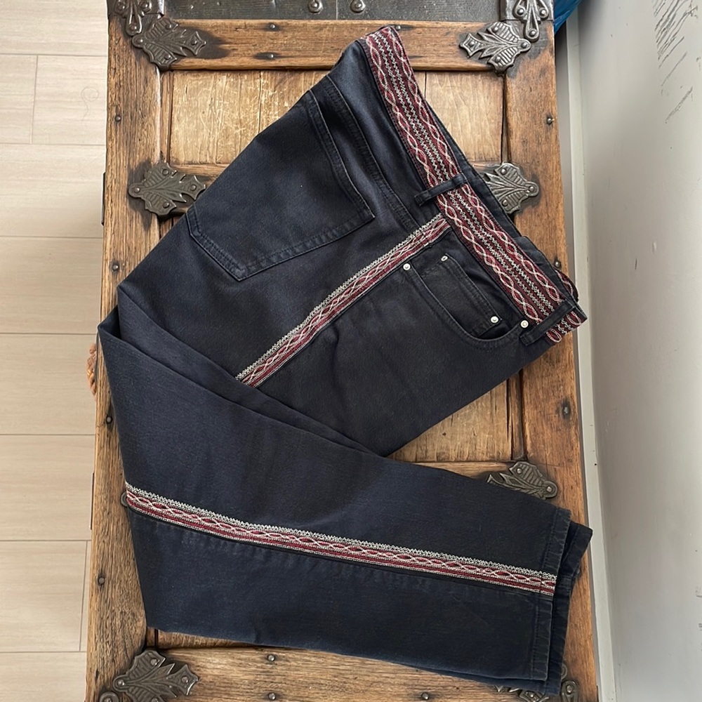 Isabel Marant Black Jeans with Red Western Detail / Size 42